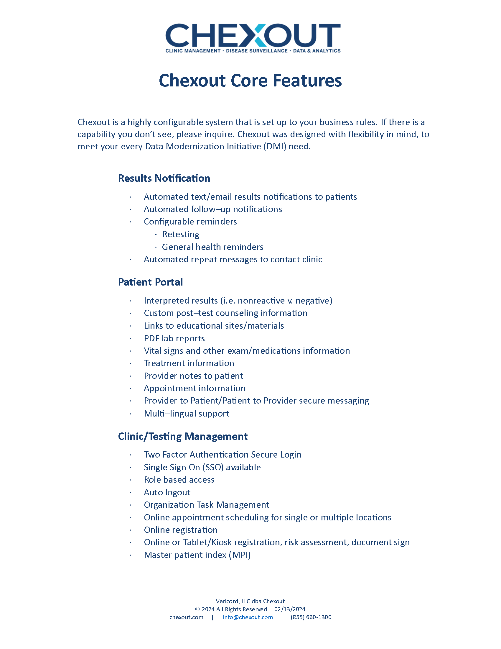 Photo of Chexout Public Health Software Core Features